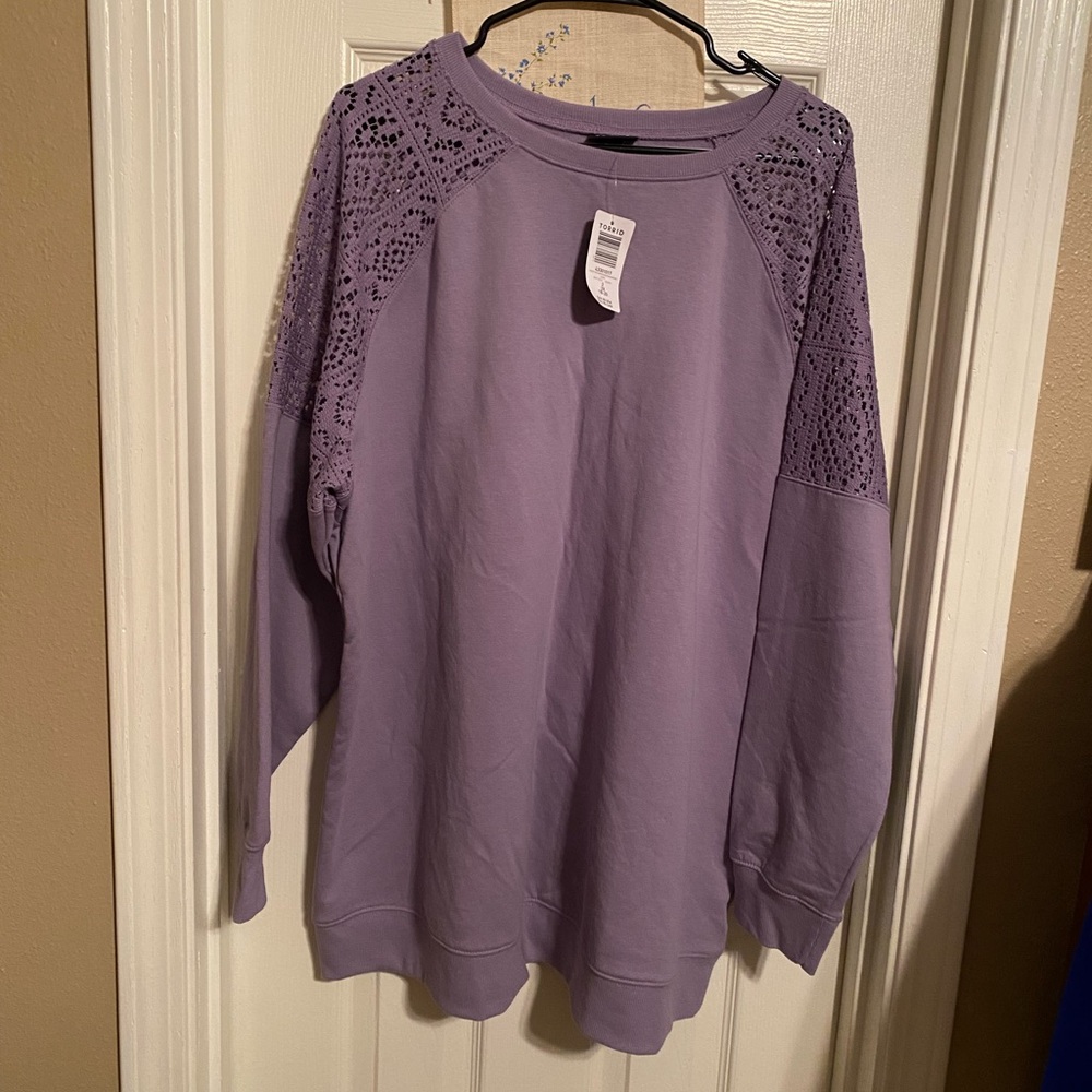 Torrid Lavender Lace Sleeve Sweatshirt